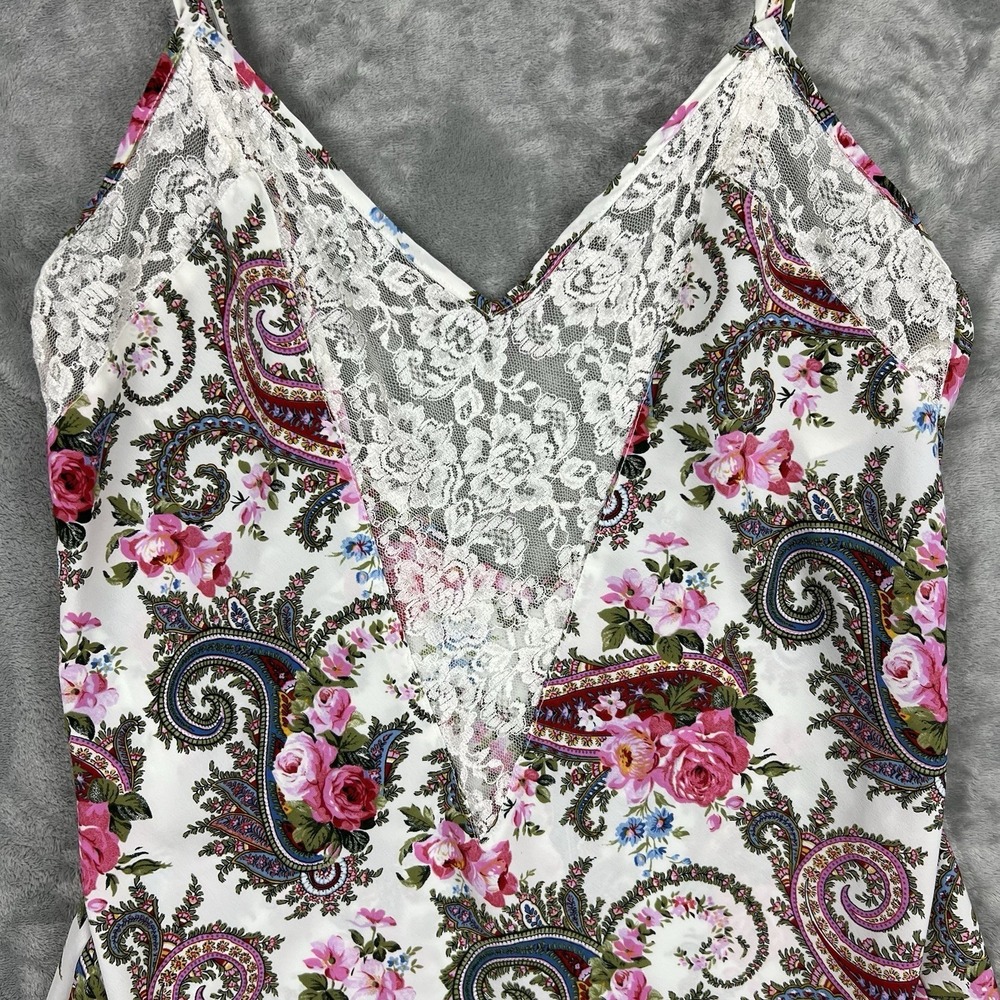 Vintage Gold Label Victoria's‎ Secret Paisley Floral Pink Lace Slip Dress Size L